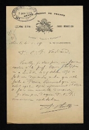 «Archives du Grand Orient de France, Correspondance avec les loges 1900-1939»