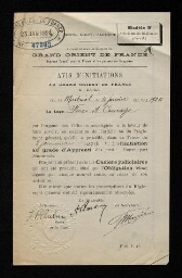 Archives du Grand Orient de France, Correspondance avec les loges 1900-1939»